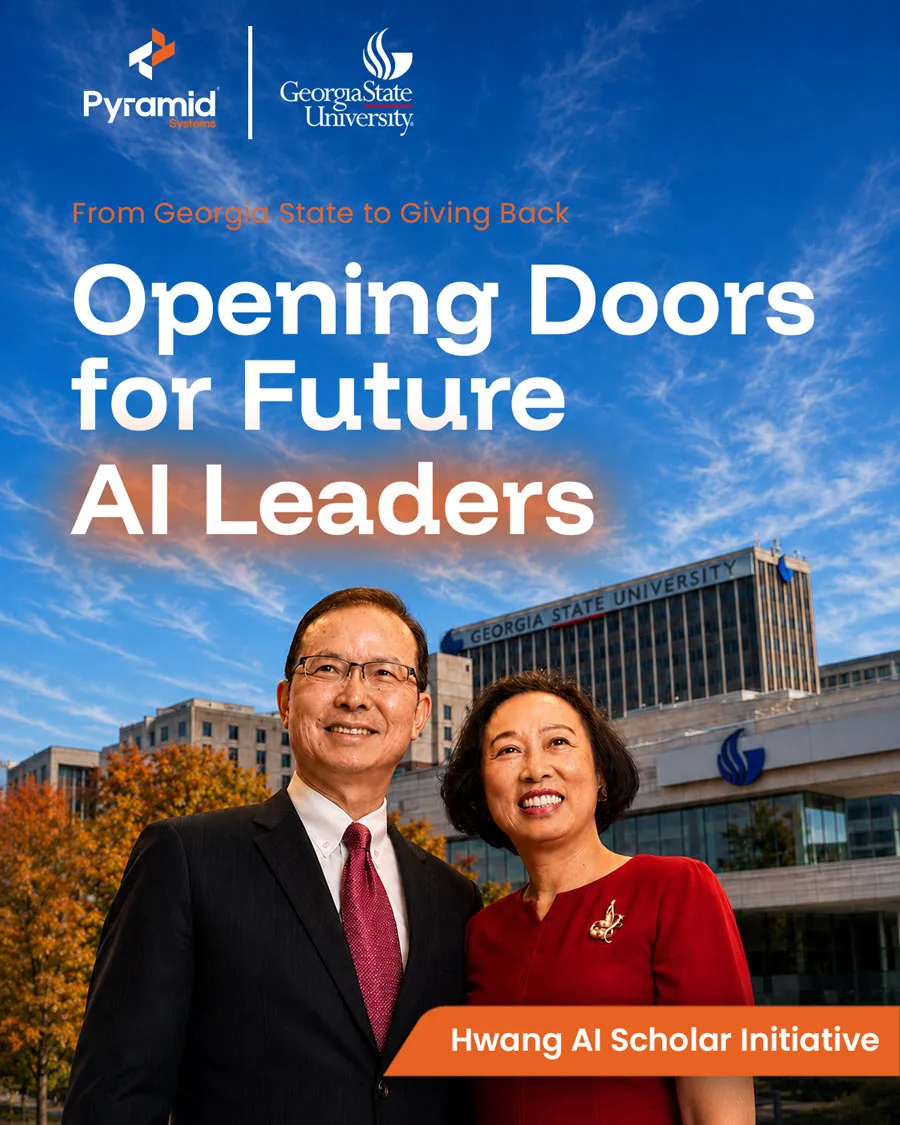 Jeff and Sherry Hwang at Georgia State University, where they launched the Hwang AI Scholar Initiative supporting the new Master of Science in Artificial Intelligence and Business Transformation